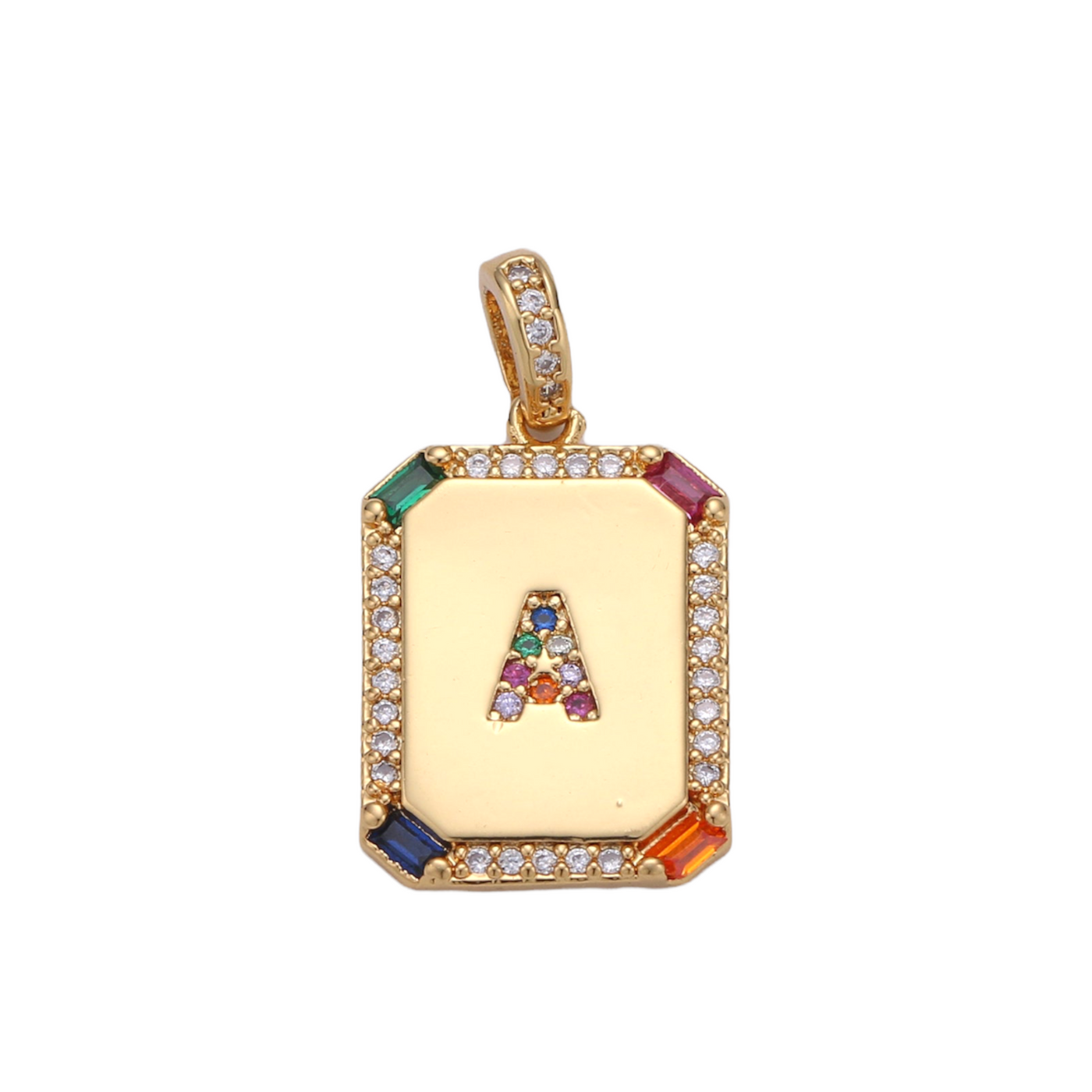 Colorful CZ Letter Tag Charm