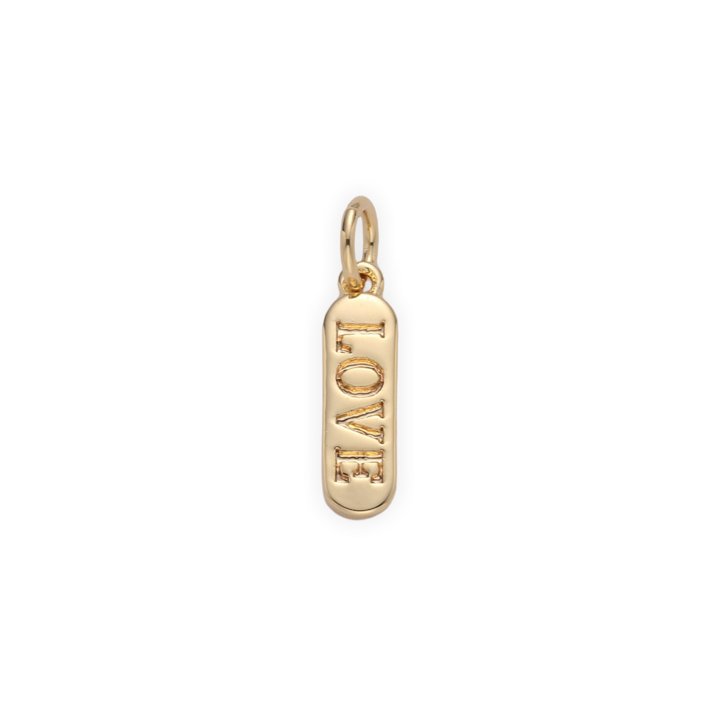 Dainty Gold Pill "Love" Charm