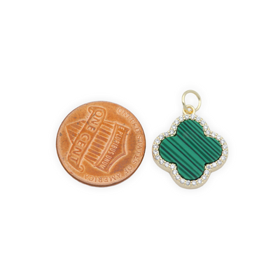 Malachite Natural Gemstone Clover Charm